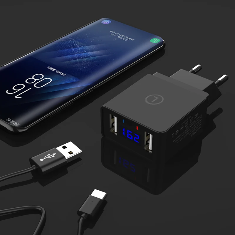 LINGCHEN светодиодный дисплей 2 USB зарядное устройство 2.4A Универсальное зарядное устройство для мобильного телефона Быстрая зарядка настенное зарядное устройство для samsung для iPhone планшета