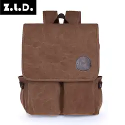 Z.L.D. Ретро Модный кожаный чехол с откидной крышкой и рюкзак для мужчин и женщин; Женская полотняная сумка Простые Модные молодежь школьная