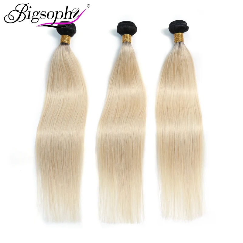 

Bigsophy Hair Straight Malaysian Hair 3 Bundles Blonde 1B/613 Color 100% Human Hair Extensions 10-30inch Human Remy Hair Bundles