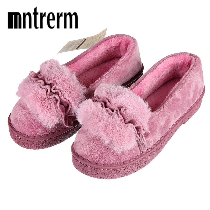 

Mntrerm 2018 Fashion Winter Women Slippers Faux Fur Home Indoor Plush Warm Slippers Ladies Cotton Women Winter Shoes Female New