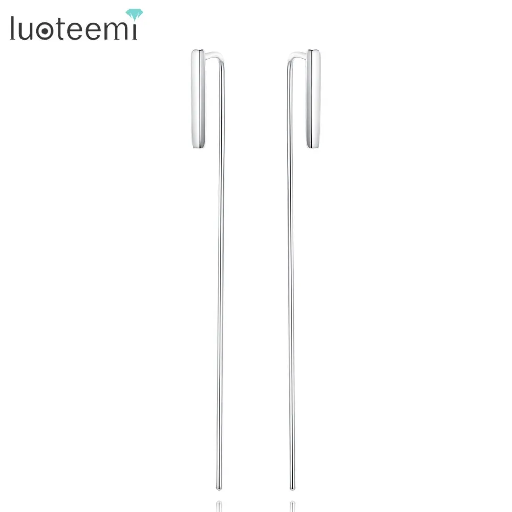 

LUOTEEMI New Arrival Authentic 925 Sterling Silver Exquisite Geometric Dangle Earrings For Women Hyperbole Fine Jewelry Bijoux