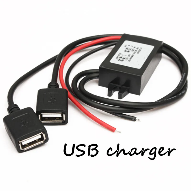 

New 12V to 5V Dual USB Power Adapter Converter Cable Connector Car Charger For Phone