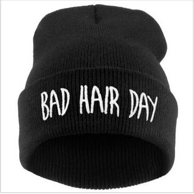 

7 Colors Casual Caps Winter Bad Hair Day Beanie Cap Sport Women Men Knitted Hiphop Hats Warmer Cap Letter pattern