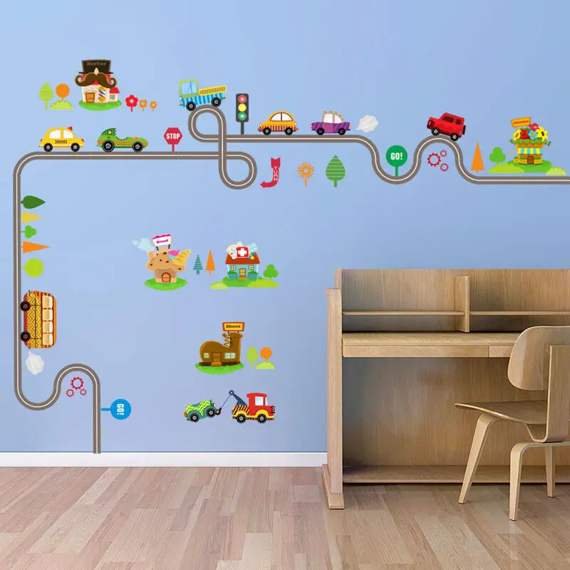 Removable Wall Stickers Kids Children Room Decoration Wallpaper Cartoon Car Stic 