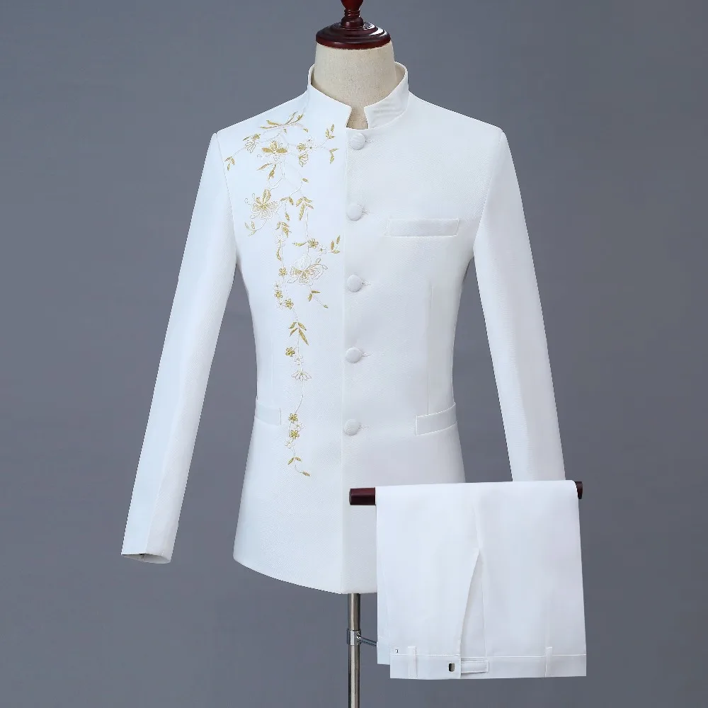 

2018 New Style Custom Made Suits For Men Tuxedos Groom Party Suit White Slim Fit Wedding Suits Groomsman (Jacket+Pants)