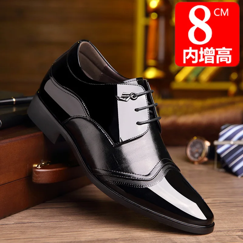 

Man Correct Dress Leather Shoes England Increase 8cm Male Shoe Men's Wedding Shoes Increase