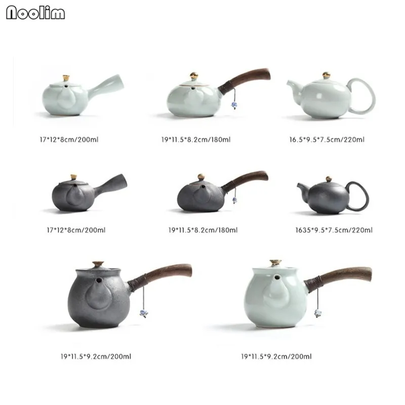 NOOLIM Ручной Работы Керамический Чайник Китайский чайник винтажный эбеновая деревянная ручка минималистичный чайный набор кунг-фу чайник