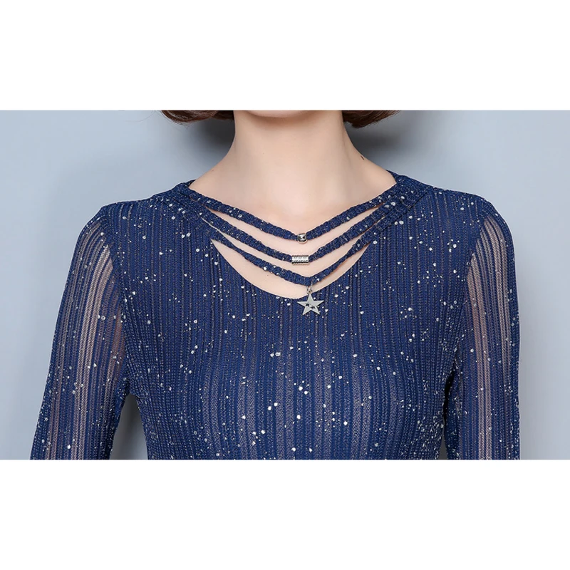 Nueva blusa de Mujer de malla de impresión ahuecada hacia fuera blusas coreanas Ropa 2018 Casual de camisa de manga larga Mujer Tops cuello en V rebordear Ropa Mujer Nueva blusa de Mujer de malla de impresión ahuecada hacia fuera blusas coreanas Ropa 2018 Casual de camisa de manga larga Mujer Tops cuello en V rebordear Ropa Mujer