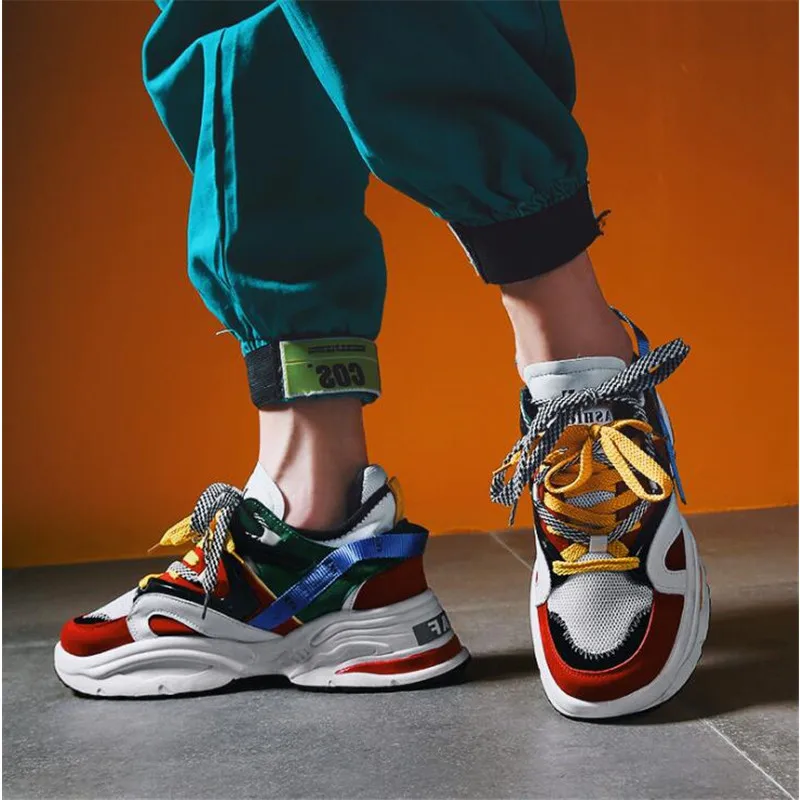 

2019 Harajuku Casual Shoes Men Breathable Sneakers high quality Mixed Colors New Trend Fashion Lace Up shoes men tenis masculino