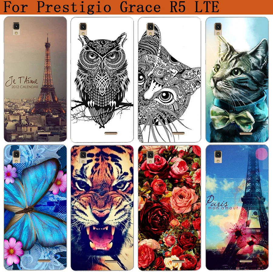 

Phone Cover For Prestigio Grace R5 LTE PSP5552 Cases Pattern Painted Wolf Tiger Rose Soft Tpu Case For Prestigio Grace R5 LTE