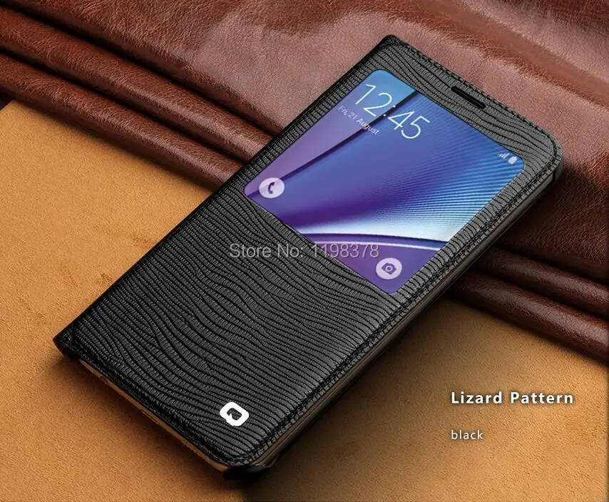 QIALINO дизайнер Smart View Флип Чехол для телефона для samsung GALAXY Note 5 пояса из натуральной кожи окна Крышка без сна проснуться функция