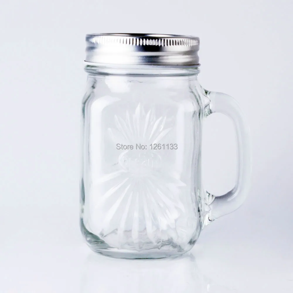 4Pc/set wholesale 16oz 480ml Clear beverage/juice/wine mason jar with