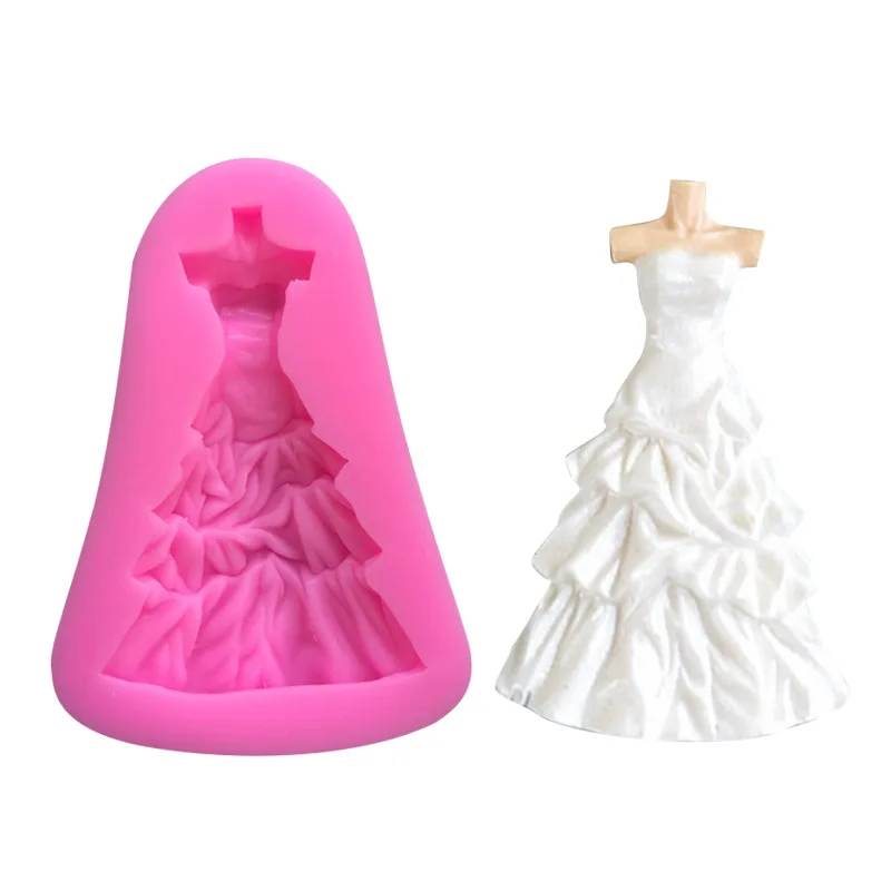 

4*6cm Hand Made Soap Mold Candle Mould Silicone Wedding dress Shape Crafts Soap Candle Making Mold Soap Making Tools