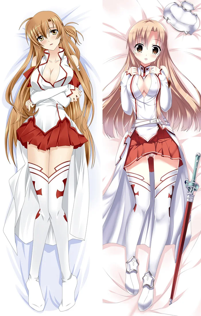 Аниме Sword Art Online Kirigaya Kazuto& Yuuki Asuna& Ayano Keiko& Asada Shino Подушка «Dakimakura» обнимающая наволочка - Цвет: sandy-1