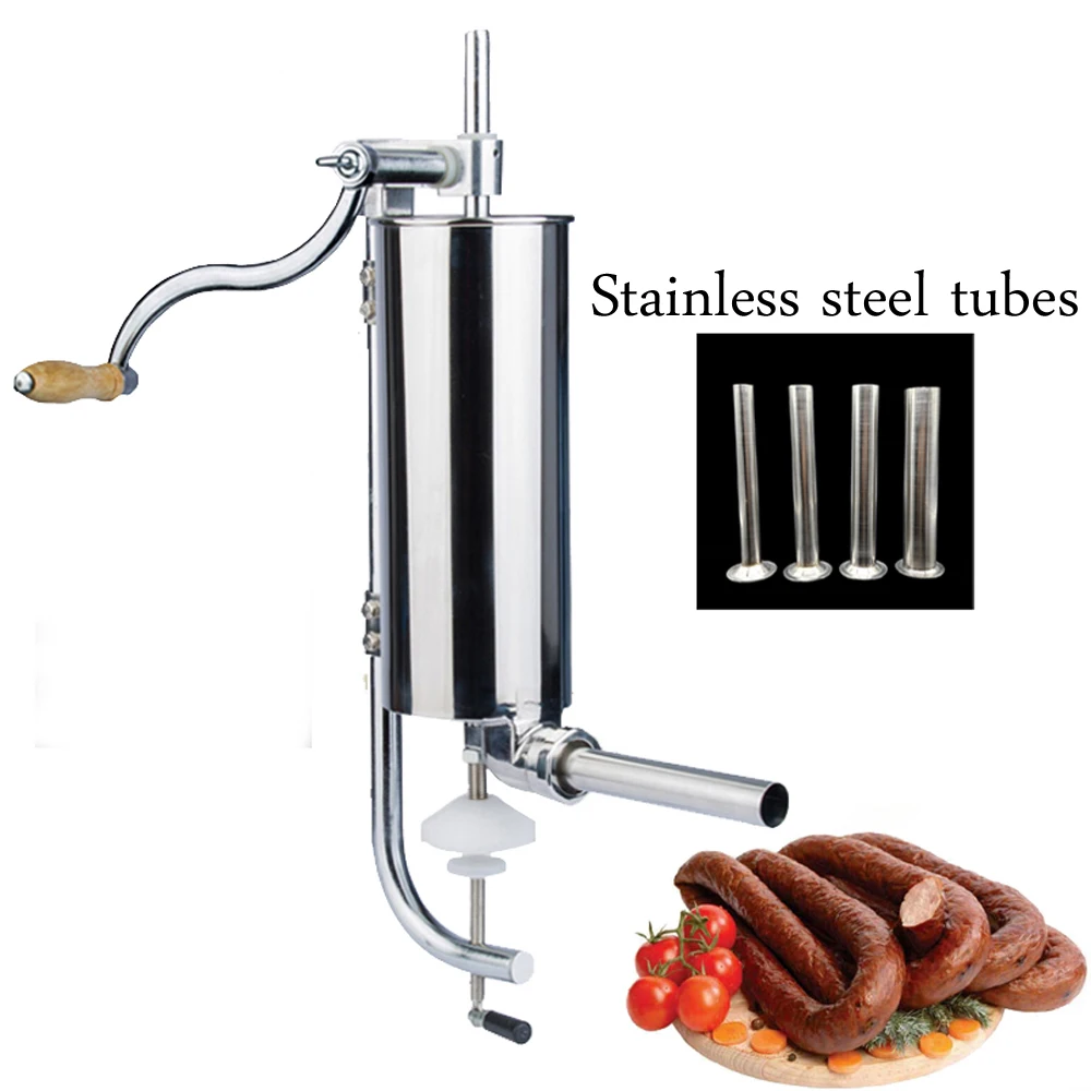 6lbs Stainless Steel Sausage Maker Manual Sausage Stuffer Machine Making Filling Vertical Sausage Filler Meat Processor