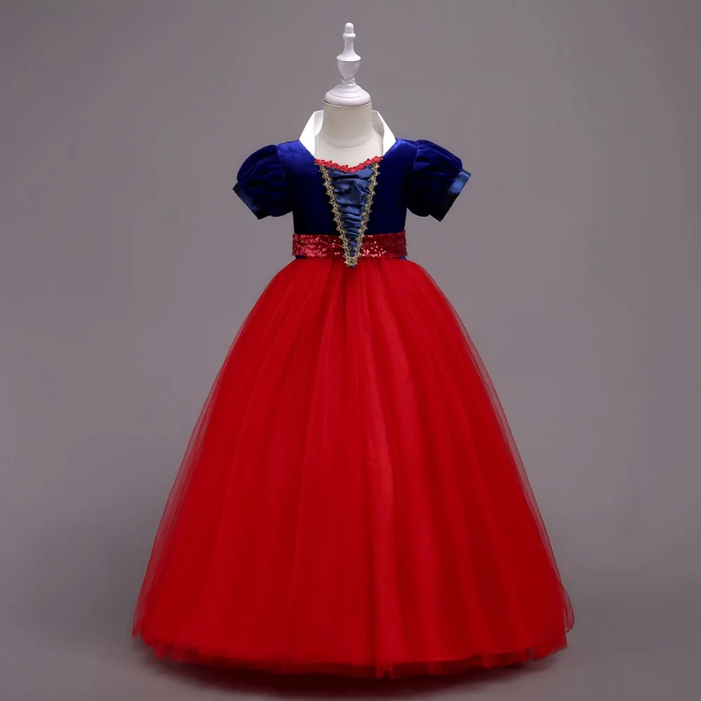 

Lolita Style Lantern Sleeve Baby Girl Cinderella Dress Snow White Princess Blue Red Fancy Kids Clothes For Party Costume Vestido