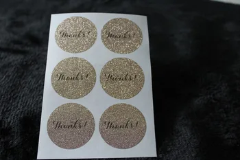 

3.8cm Thanks Rose gold glitter classic round sticker