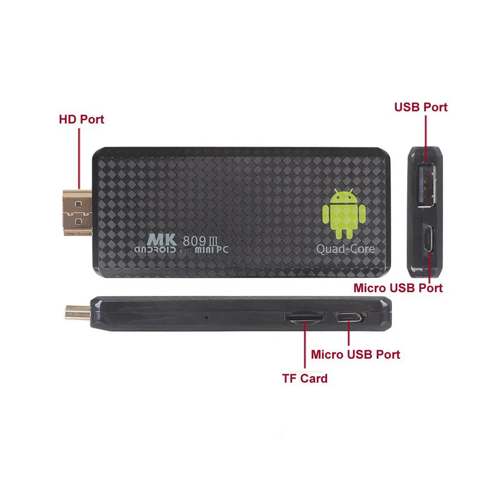 Четырехъядерный процессор MK809 III ТВ приставка Android 7 1 Smart TV Stick 2 Гб ОЗУ 8 ПЗУ Bluetooth Wi Fi