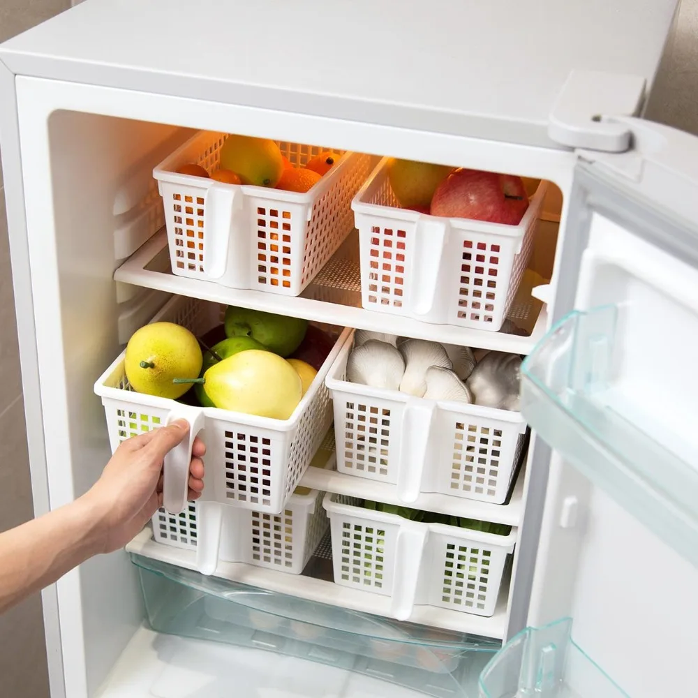 Холодильник для хранения корзина с ручкой Кухня ящик для хранения Органайзер для холодильника для рабочего стола, корзины для Sundries еда Закуски
