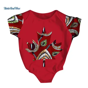 

Baby Girls Bodysuit African Wax Print Bodysuit with Leaf Pattern for Kids Children Bazin Riche African Clothing WYT270