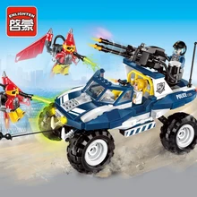 Обучающий строительный блок городской полицейский крейсер внедорожник полицейский автомобиль Стайлинг 4 фигурки 384 шт. MOC Обучающие Кирпичи подарок-игрушка для мальчика-без коробки