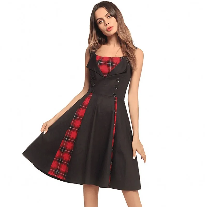 

S-5XL Women Robe Pin Up Dress Retro 2018 Vintage 50s 60s Rockabilly Plaid Swing Summer female Dresses Elegant Tunic Vestidos