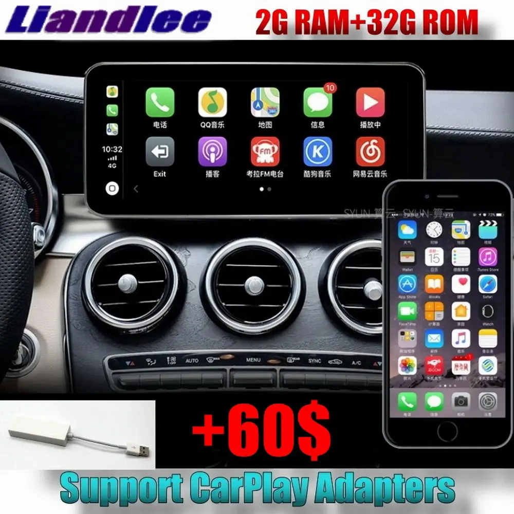 Liandlee Car Multimedia Player NAVI 2GRAM CarPlay For Mercedes Benz MB C Class C200 C300 W204 2011~2014 Car Radio GPS Navigation 8