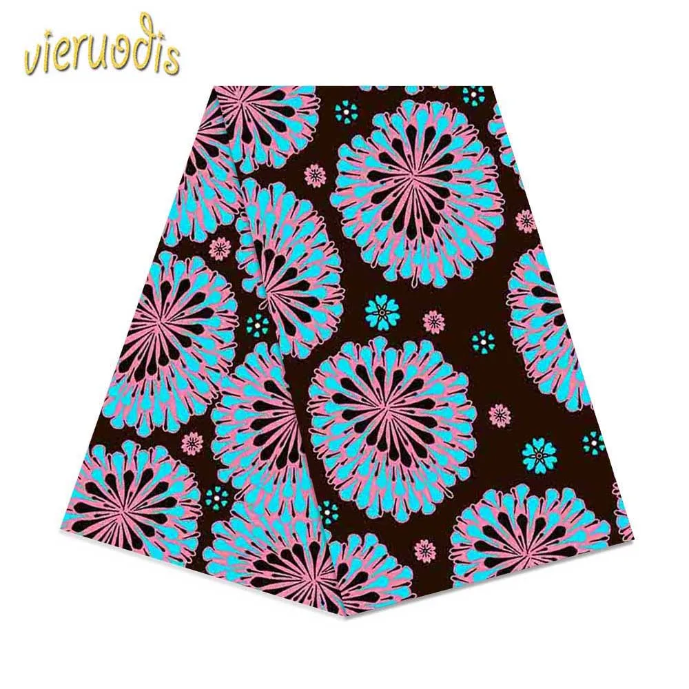 

6 Yards African Wax Fabric 100% Cotton Material Dashiki Printed Real Floral for Dress Nigerian French Embroidered A000302