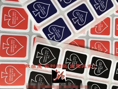 Koop 30 Vellen Fiets Speelkaart Case Box Dek Seal Sticker Magic truc 24 Op 1 Vel 3 kleuren voor keuze Accessoires Magia speelgoed