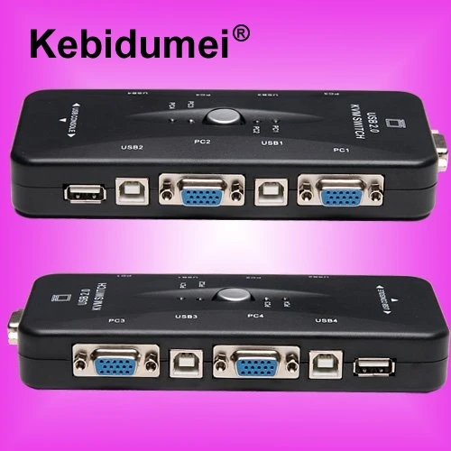 Kebidumei Портативный USB KVM 4 порта Селектор VGA печать автоматический переключатель