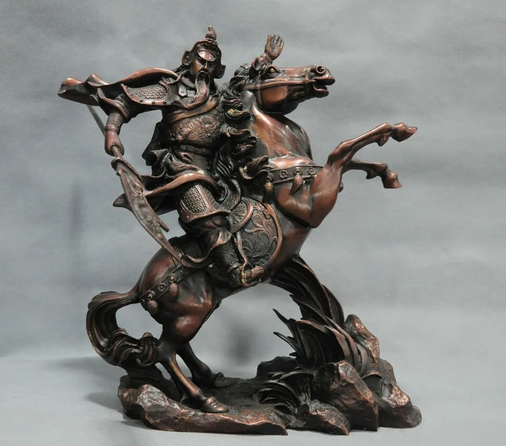 13'' Exquisite Chinese Ancient Warrior Knight Guan Gong Yu Ride Horse