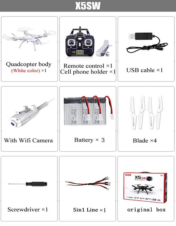 SYMA X5SW WI-FI Радиоуправляемый Дрон fpv горючего с Камера Безголовый 2,4 г 6 оси реального времени удаленный Управление вертолет quadcopter игрушка - Цвет: X5SW white 3bat5inLN