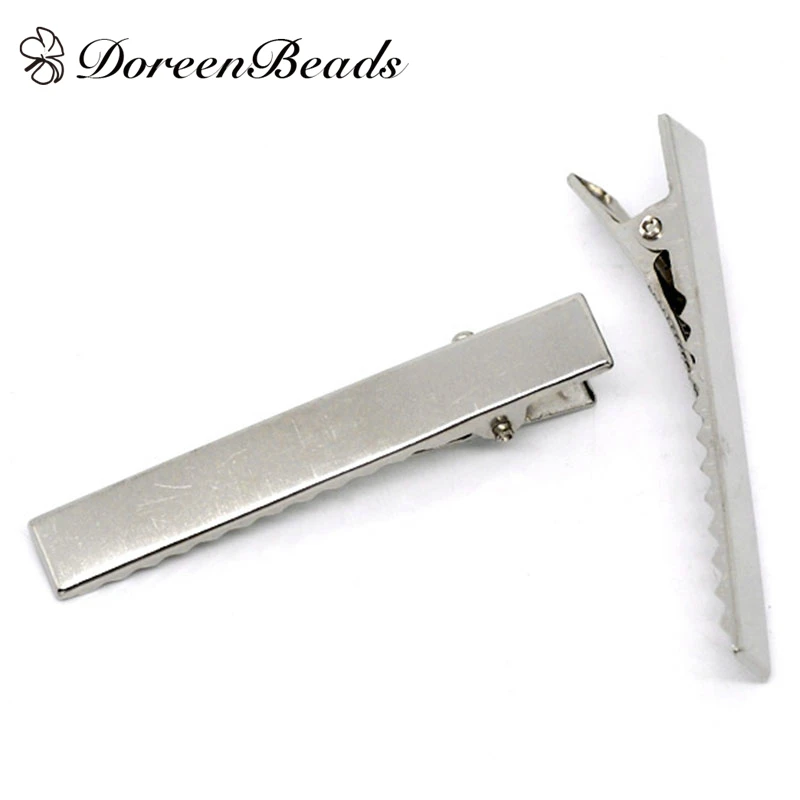 

DoreenBeads 40PCs dull silver color Prong Barrettes Hair Clips Jewelry making 57x9mm (B10849)