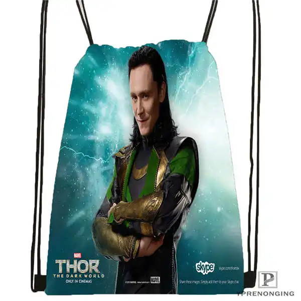Custom Tom Hiddleston Loki Drawstring Backpack Bag for Man Woman Cute Daypack Kids Satchel Black Back