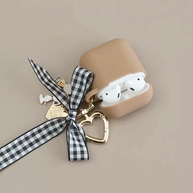 Простой силиконовый чехол для Apple Airpods чехол Аксессуары Защитный чехол Bluetooth наушники Чехол Air pods милый брелок для ключей