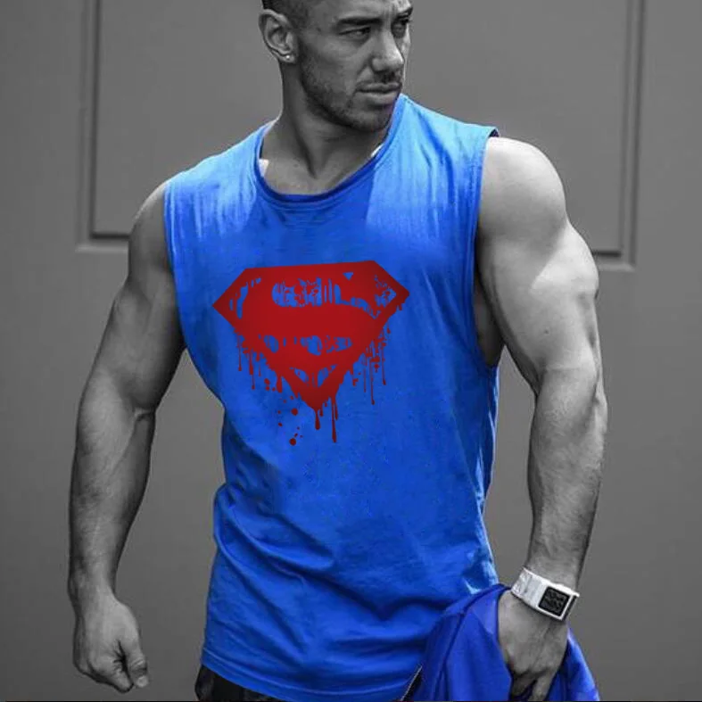 

Brand Superman mens Gyms Tank Tops Clothing Summer Cotton Slim Fit shirts Men Bodybuilding Undershirt Fitness tops tees