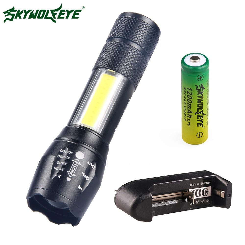 

SKYWOLFEYE ZOOM lotus flashlight COB SOS Mini pocket torch