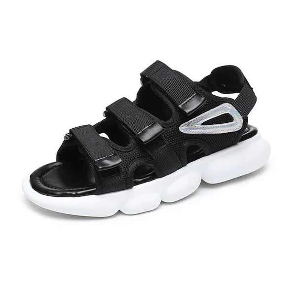 COOTELILI/Летние женские туфли Римские сандалии обувь на плоской подошве, платформы женские повседневные туфли на танкетке с открытым носком черный, белый цвет - Цвет: Черный