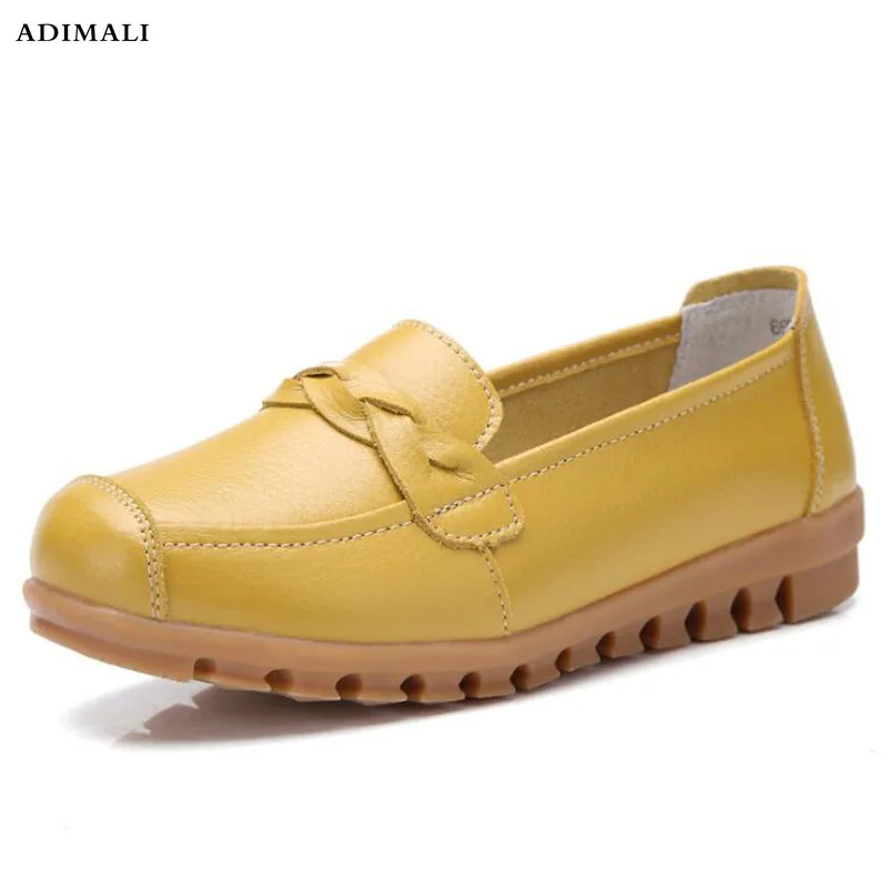 

2019 Women Shoes Loafers Genuine Leather Flats ladies shoes Spring Autumn Female Casual Ladies Leather Black Footware