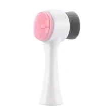 Двухсторонняя щетка для лица, ручная щетка для очищения лица, бамбуковый уголь, Сверхтонкая синтетическая щетка для волос, ручная силиконовая щетка