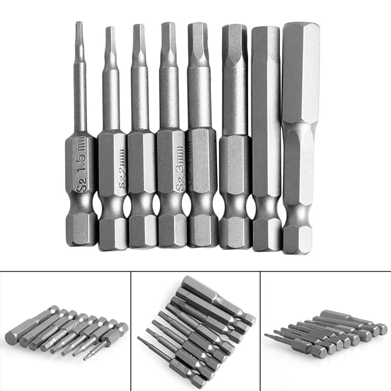 8Pcs/Set 50mm 1/4 Inch Hex Drill Bit Set Saw Set Hex Head Screwdriver