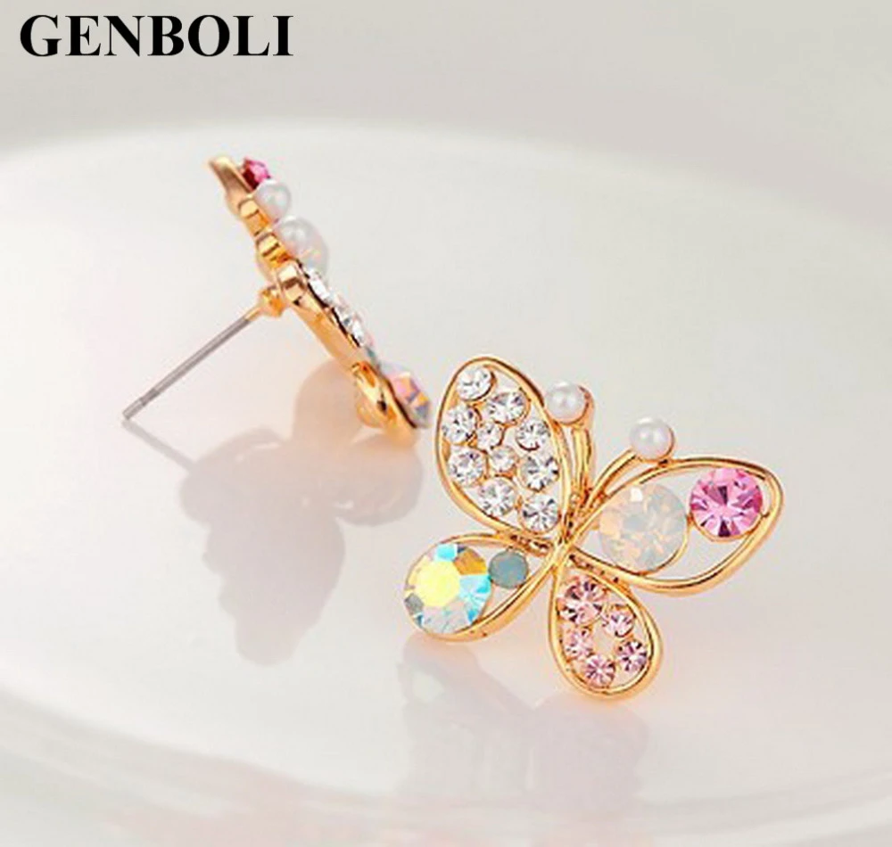 1 Pair Womens Hollow Butterfly Ear Stud Earrings Chic Cute Crystal Charming Chic 1 Pair Womens Hollow Butterfly Ear Stud Earrings Chic Cute Crystal Charming Chic