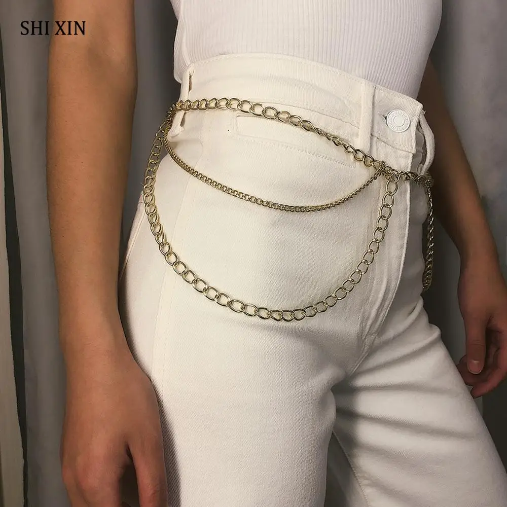 Многослойные Длинные ремни на цепочке SHIXIN для женщин простая цепочка талию