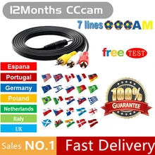 Hot-selling Europe 1 Year 7-Clines Cccam services for DVB S2 in Satellite TV Receiver DVB S2 V7S,V8 Nova,S9 Super Set Top Boxes