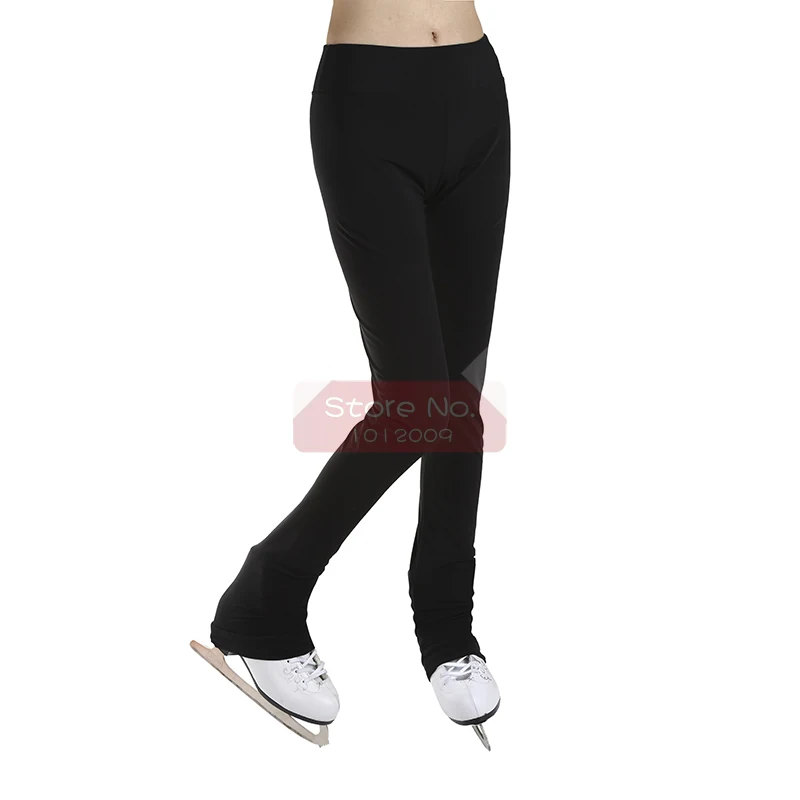 Customized Ice Skating long pants Costume Figure Skating Pants Warm Fleece Skater Fabric Child Adult Girl Full Black solid color 1