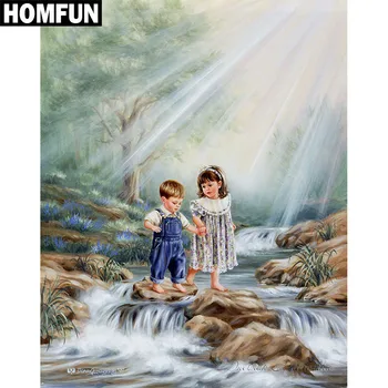 

HOMFUN Full Square/Round Drill 5D DIY Diamond Painting "Girl stream" Embroidery Cross Stitch 5D Home Decor Gift A06370