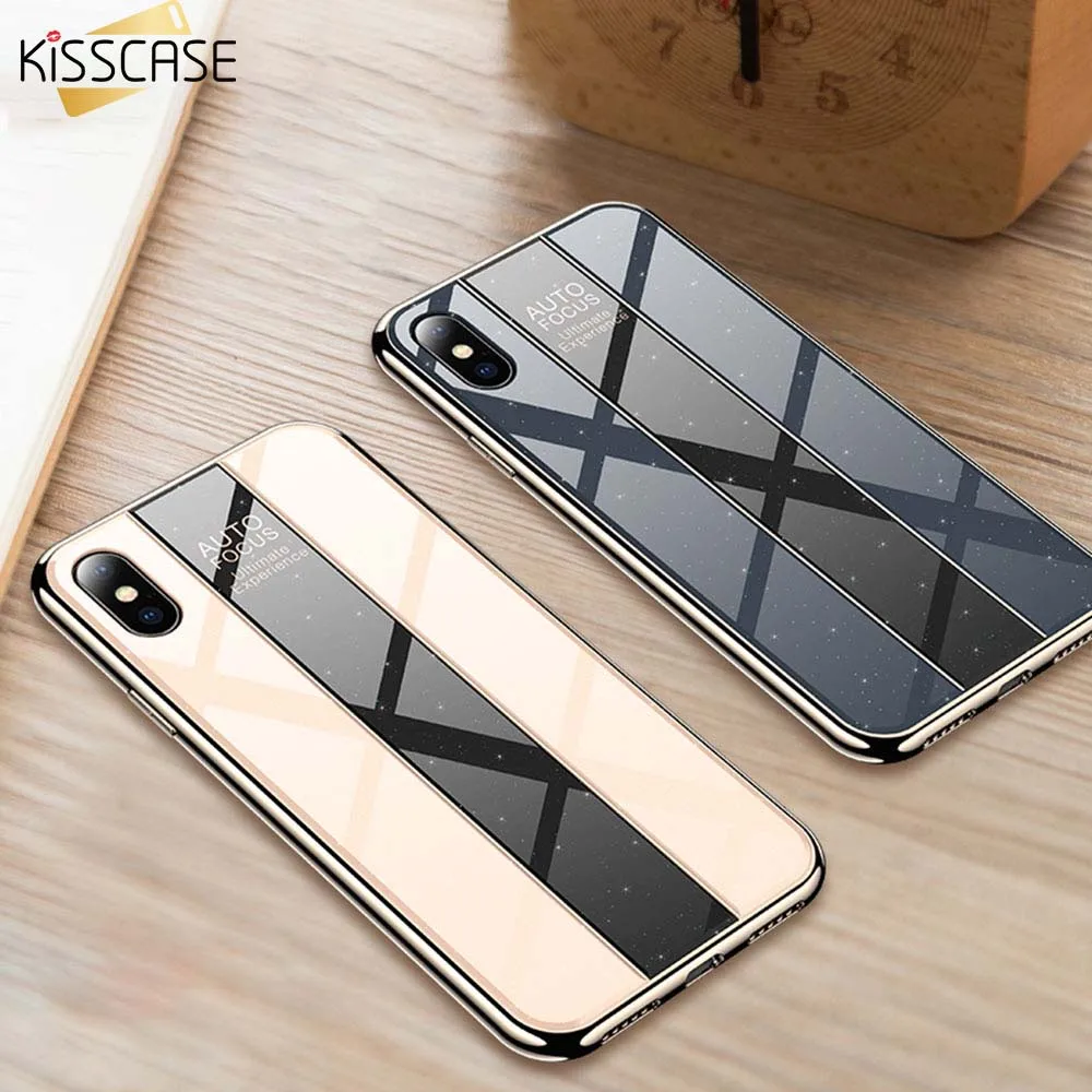 KISSCASE Стекло чехол с зеркальной поверхностью для iPhone XR XSMAX 7 Plus 8 Fundas спортивный