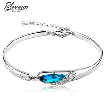 Silver glass slipper bangle bracelet fashion female models cute vintage jewelry super flash wild blue crystal