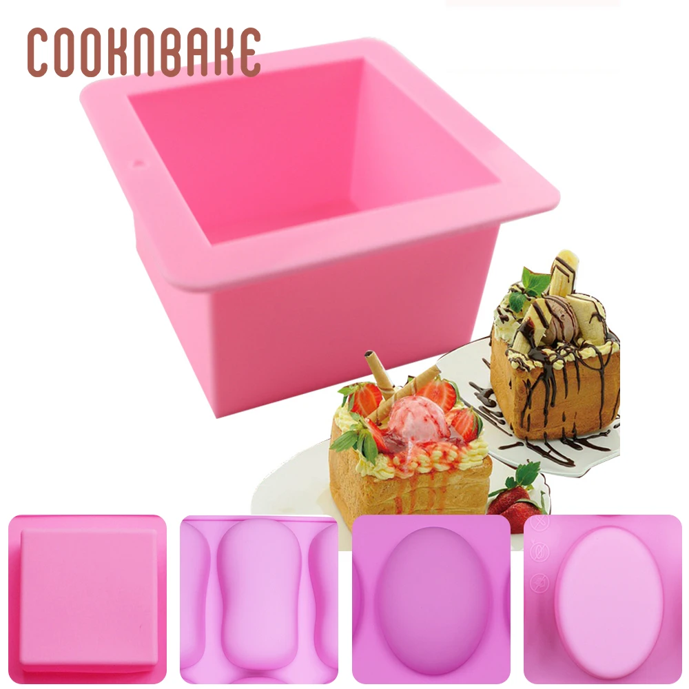 

COOKNBAKE Square Silicone Soap Mold Silicone Cake Bakeware Tool oval Pudding Ice Cube Bread Pastry Mould Handmade Soap cake Mold