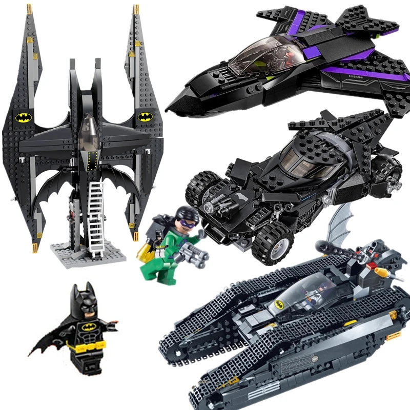 

Batman Chariot Super Heroes Black Panther Pursuit Superman Building Blocks Minifigures Marvel Model Toys Compatible Legoe
